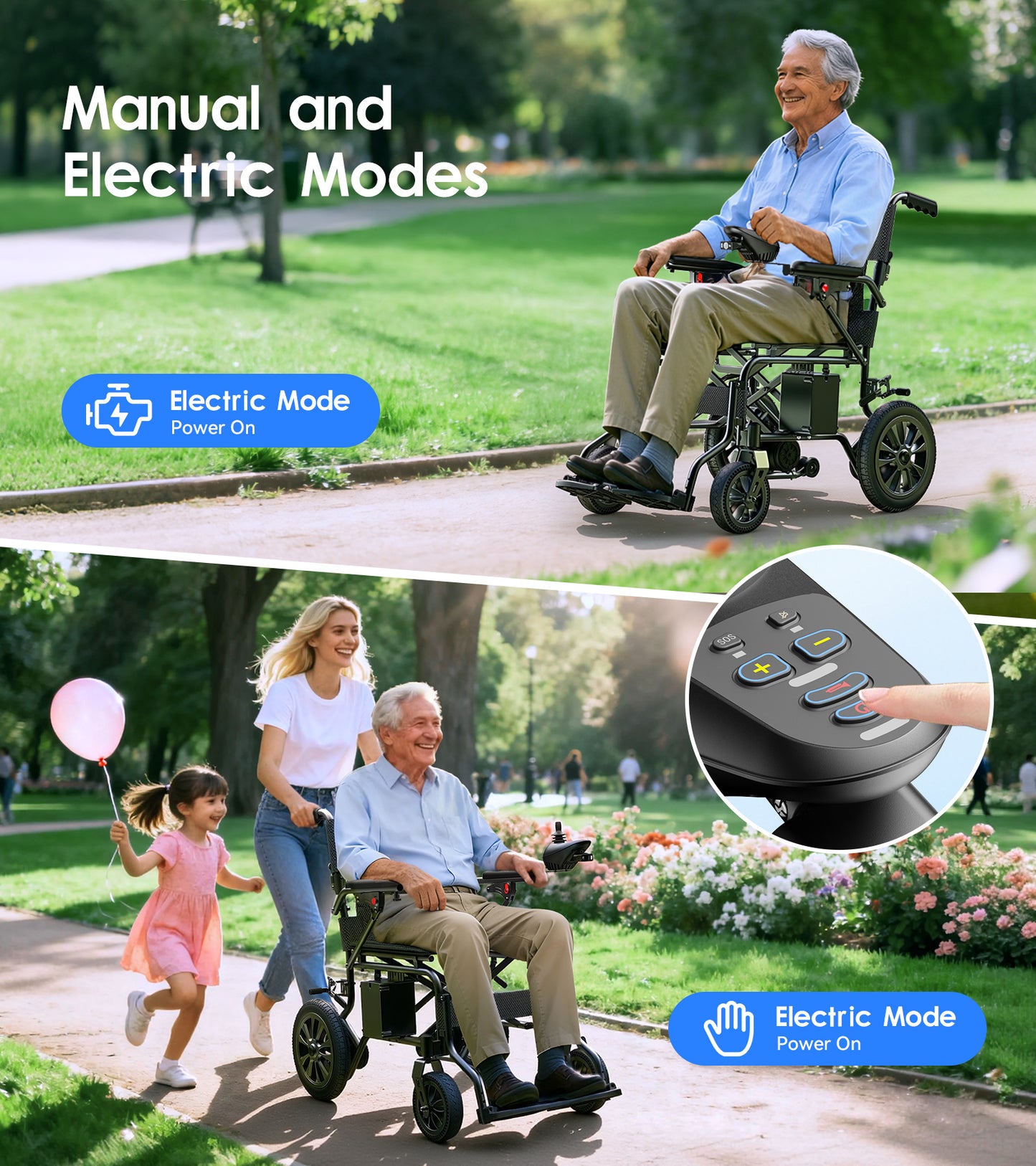 Electric Wheelchair for Adults, Traingiver 45lbs Ultra Lightweight Foldable Motorized Wheelchair for Seniors, 500W All Terrain Power Wheelchair with 15+ Miles Long Range, 350 lbs Capacity