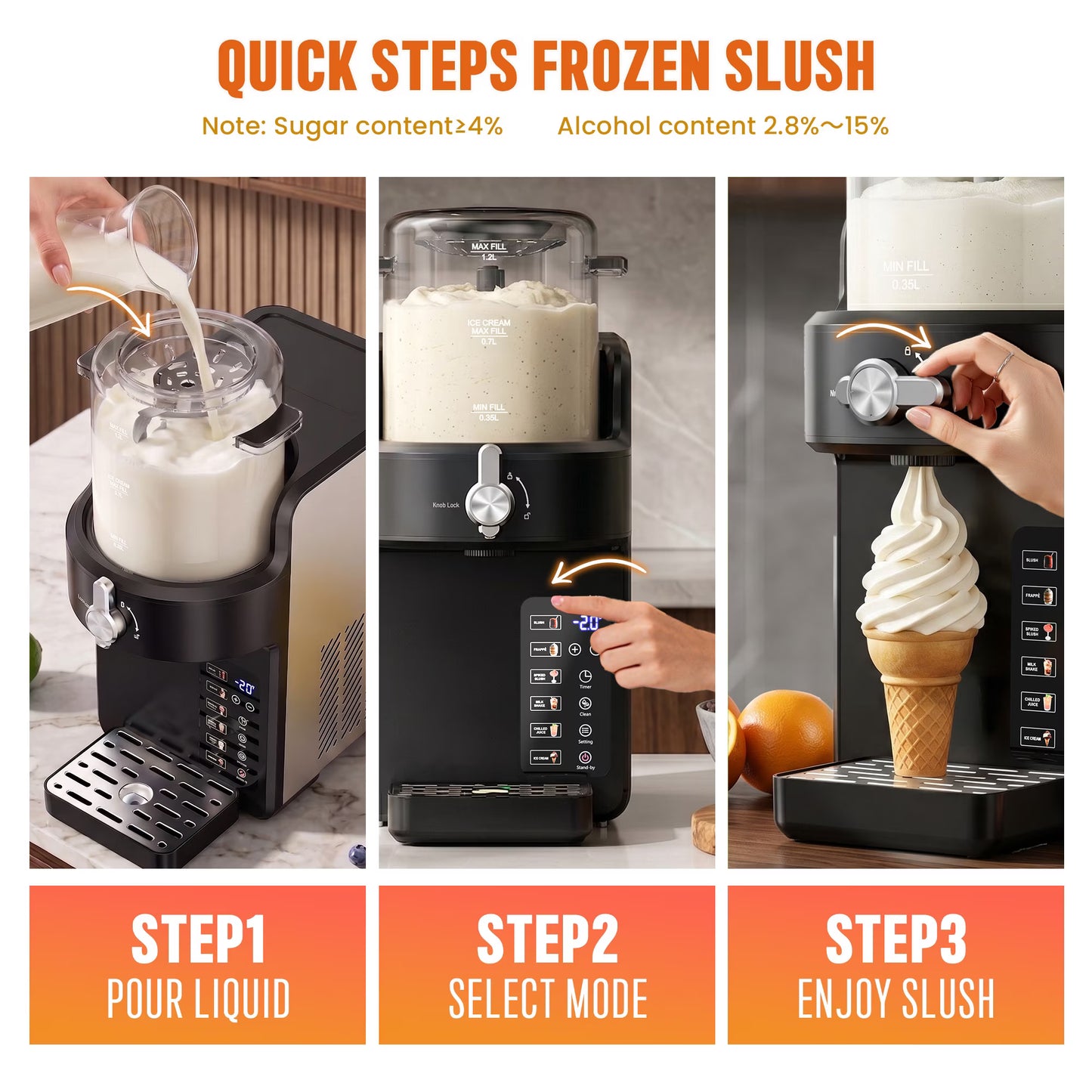 1.5L Slushie Machine & Soft Serve Ice Cream Maker with Rapid Freezing, Frozen Drink Machine, Slushy Machine, Margarita Machine for Home
