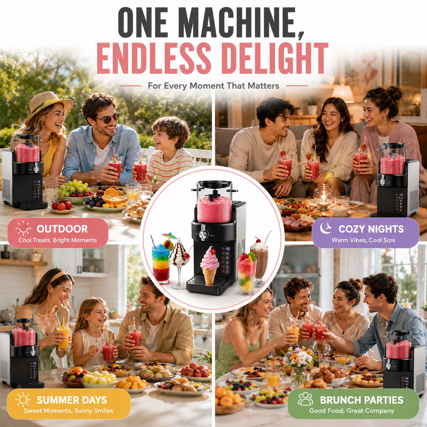 1.5L Slushie Machine & Soft Serve Ice Cream Maker with Rapid Freezing, Frozen Drink Machine, Slushy Machine, Margarita Machine for Home