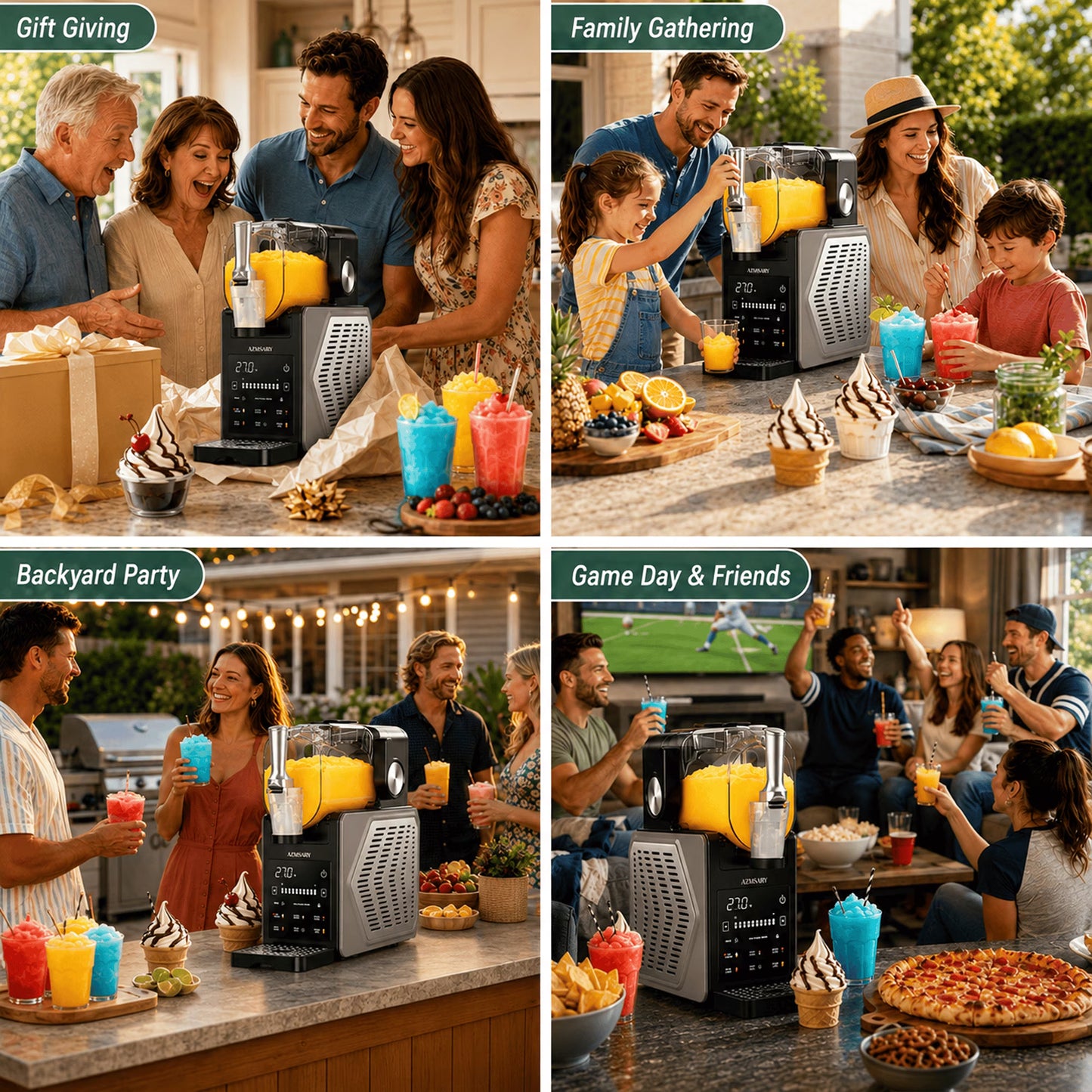 Slushie Machine, Ice Cream Maker, Slushy Machine for Home, No Ice Needed with Rapid Chill & Temperature Control, Self- Cleaning, Perfect for Frozen Margaritas, Frappes