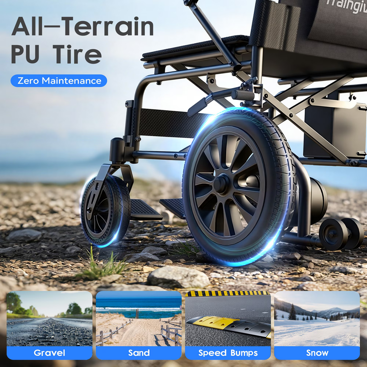 Electric Wheelchair for Adults, Lightweight Foldable Motorized Wheelchair for Seniors, 500W All Terrain Power Wheelchair with 15+ Miles Long Range, 350 lbs Capacity