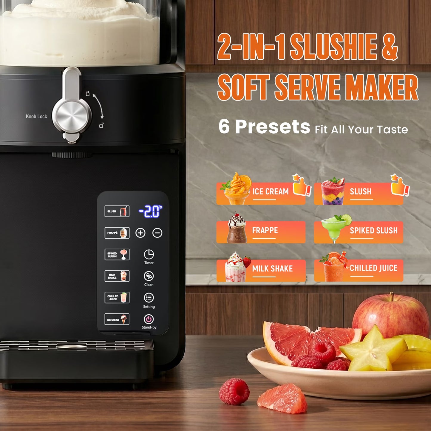1.5L Slushie Machine & Soft Serve Ice Cream Maker with Rapid Freezing, Frozen Drink Machine, Slushy Machine, Margarita Machine for Home
