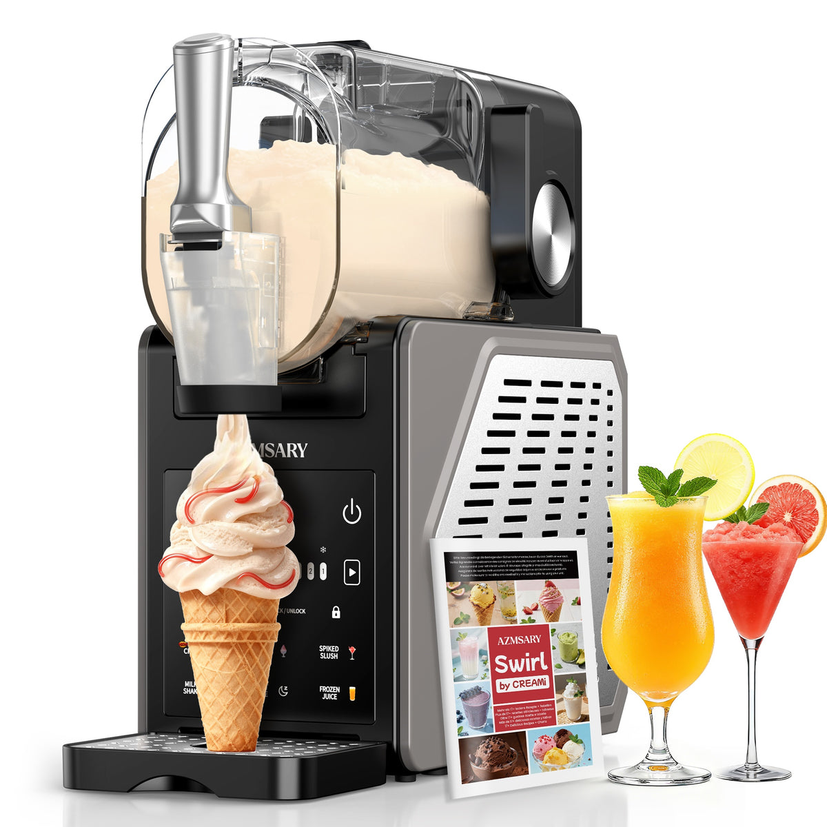 Slushie Machine for Home, No Ice Needed Frozen Drink Maker with 6 Presets, Brushless Motor, LED Display, Adjustable Temperature, 12H Timer, Self-Cleaning Slushy Machine