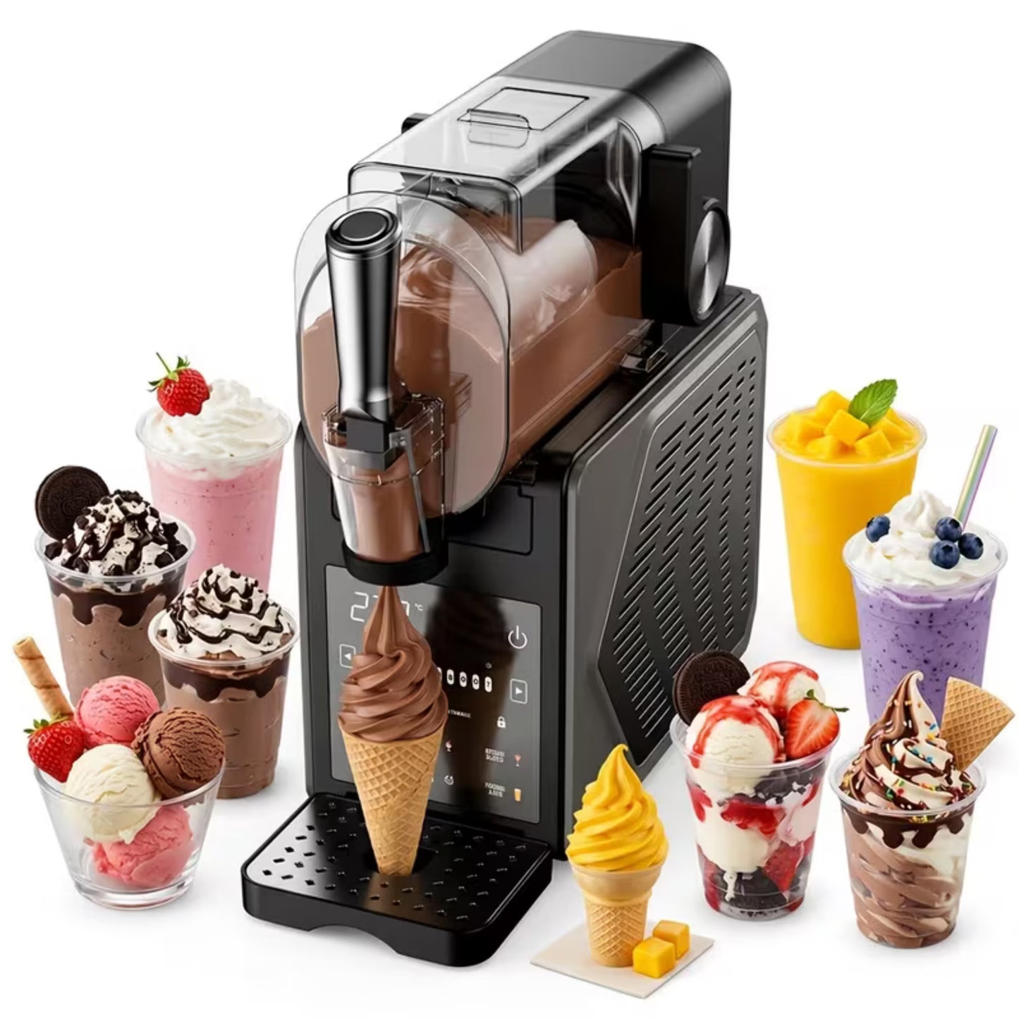 Slushie Machine, Slushy Machine for Home, No ice Needed, Professional Frozen Drink Maker with Led Display, Programs for Frozen Margaritas, lce Cream
