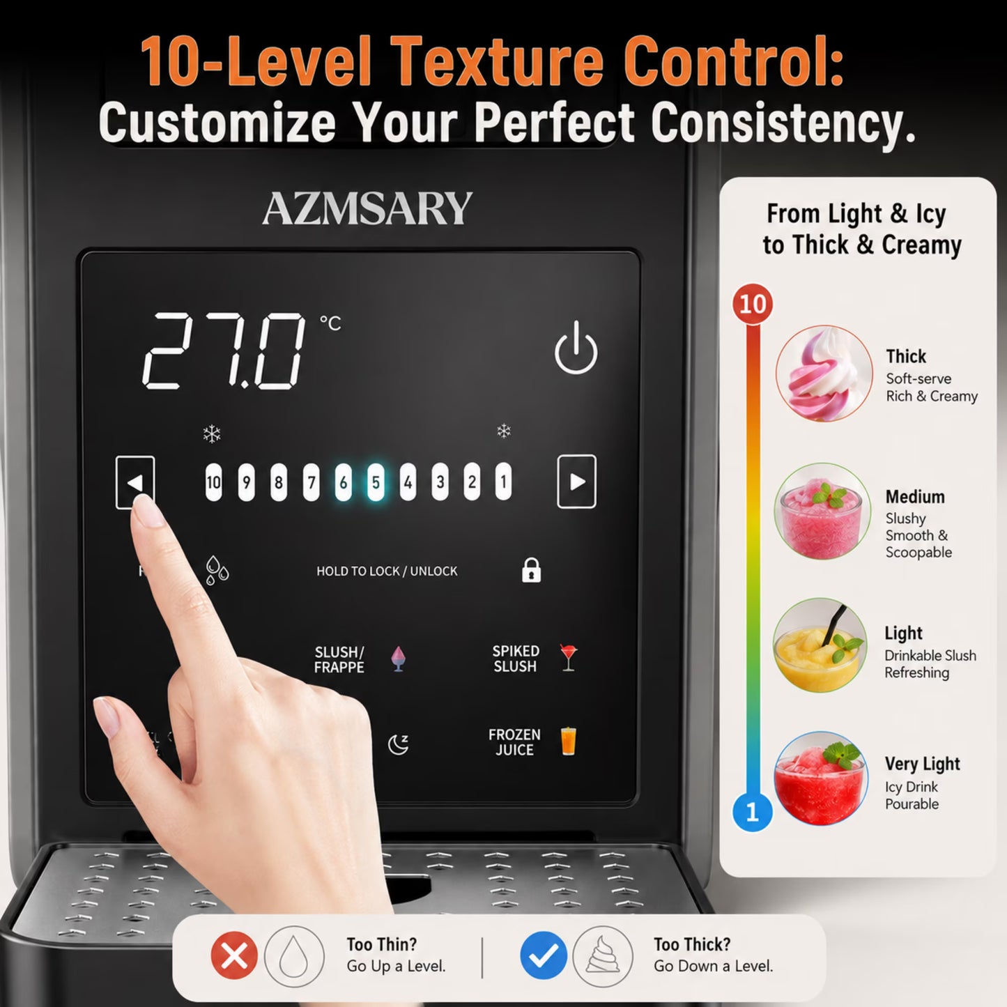 Slushie Machine, Ice Cream Maker, Slushy Machine for Home, No Ice Needed with Rapid Chill & Temperature Control, Self- Cleaning, Perfect for Frozen Margaritas, Frappes