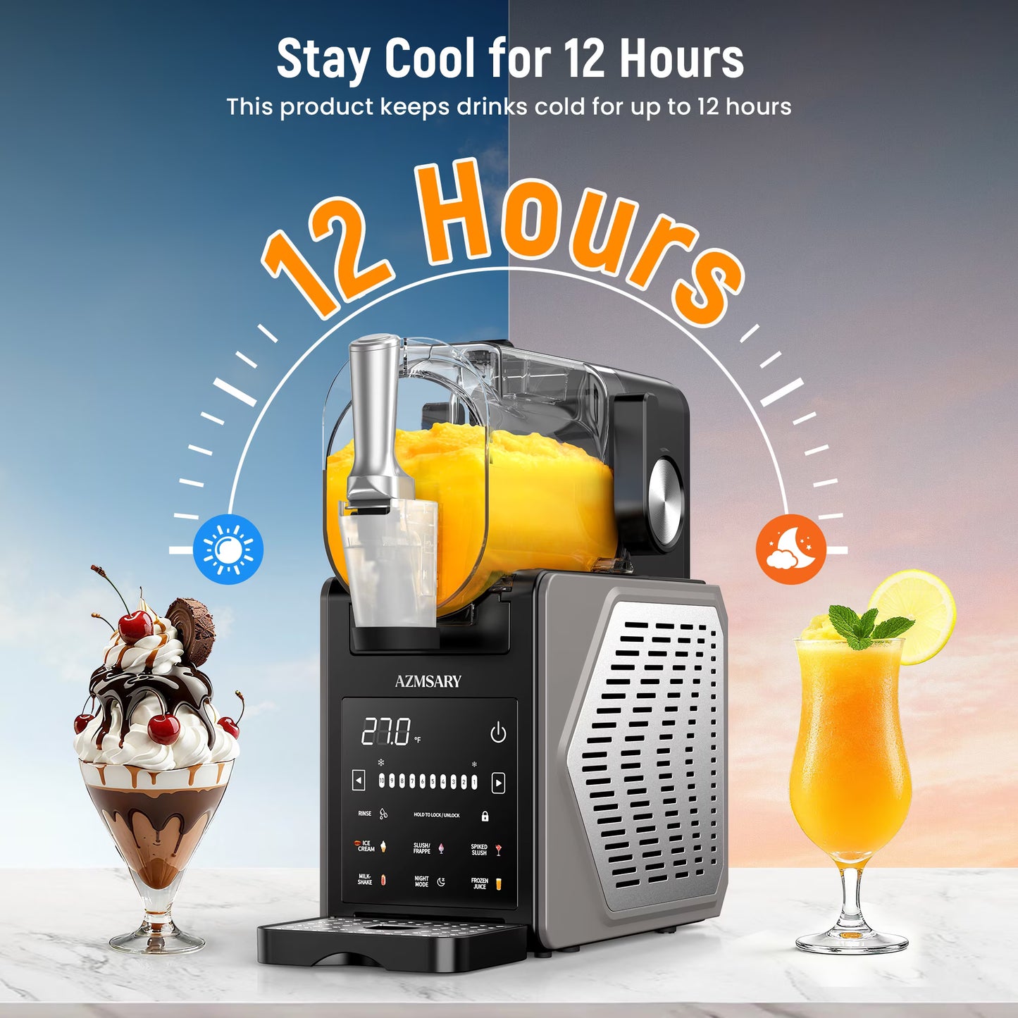 Slushie Machine, Slushy Machine for Home, No ice Needed, Professional Frozen Drink Maker with Led Display, Programs for Frozen Margaritas, lce Cream